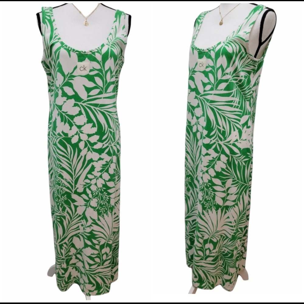 Calvin Klein Tropical Maxi Vacation Summer Dress Size L